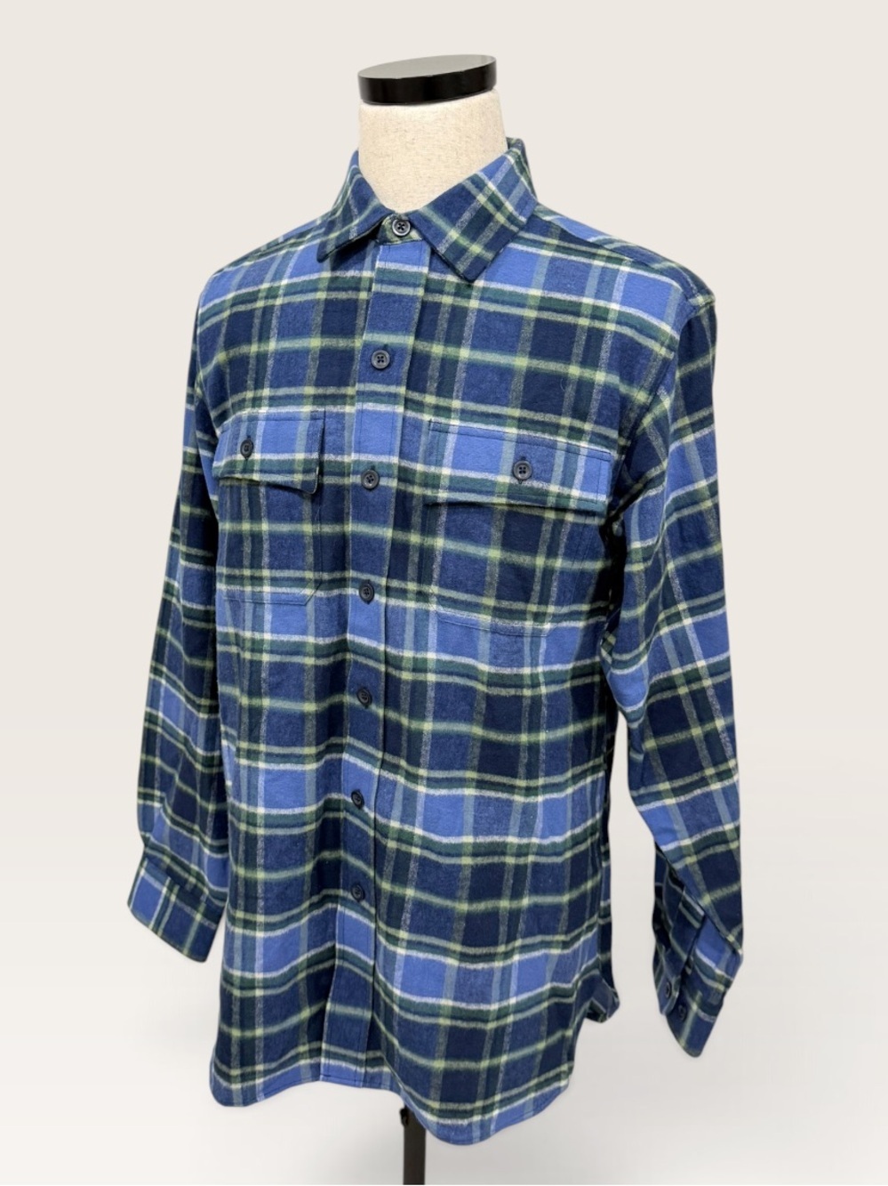L.L.Bean Flannel Shirt Men's Chamois Traditional Fit Plaid Deep Blue NWT - Picture 9 of 13